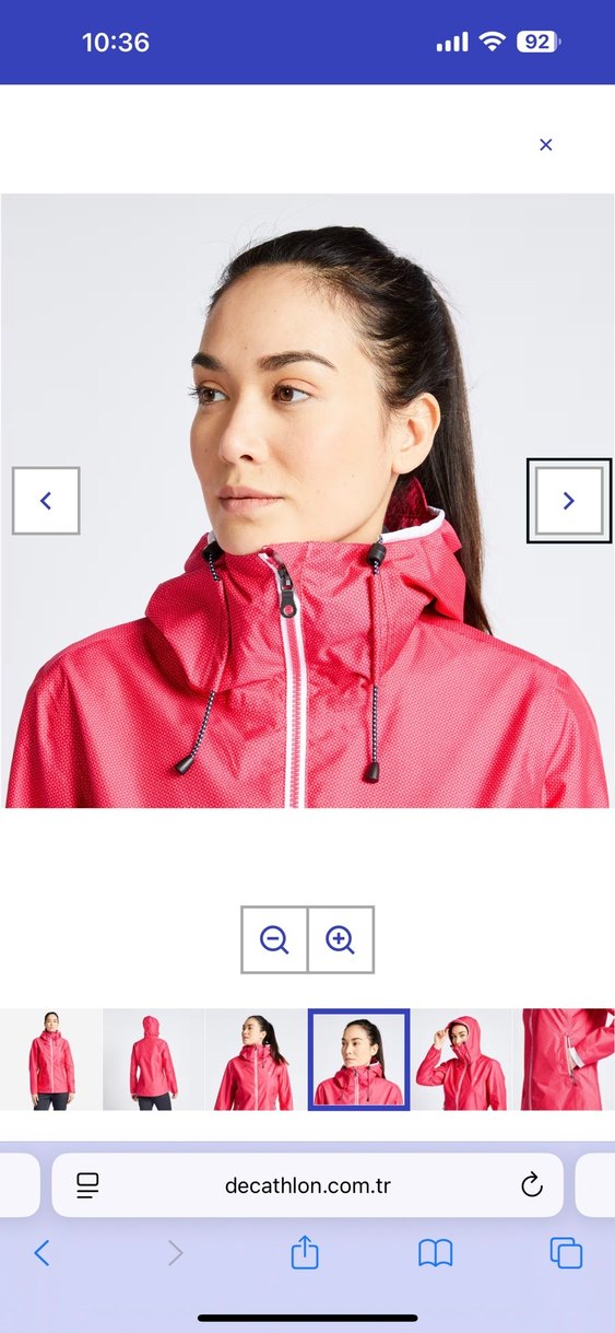 Pembe Kapüşonlu Fermuarlı Yağmurluk - Görsel 2