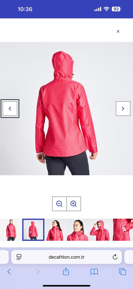 Pembe Kapüşonlu Fermuarlı Yağmurluk - Görsel 4