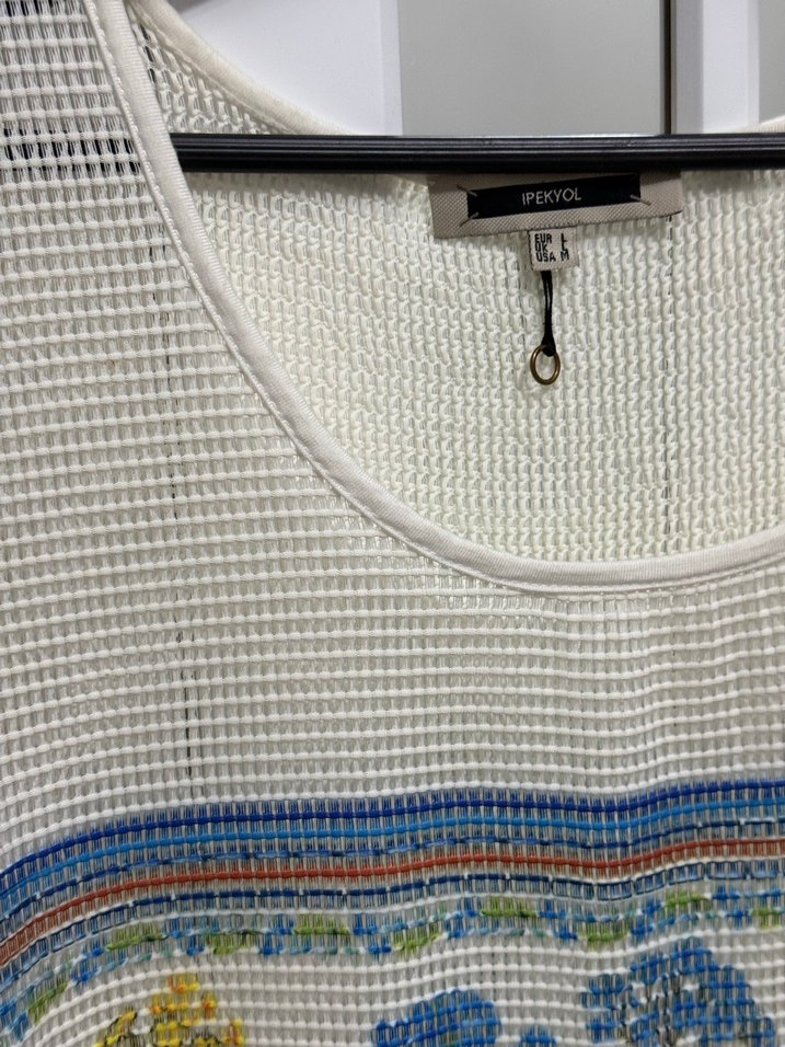 Bohem Desenli Örme Kolsuz Bluz - Görsel 2