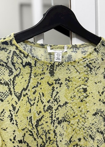 Kadın Sarı Yılan Desenli Uzun Kollu Bluz - Görsel 2