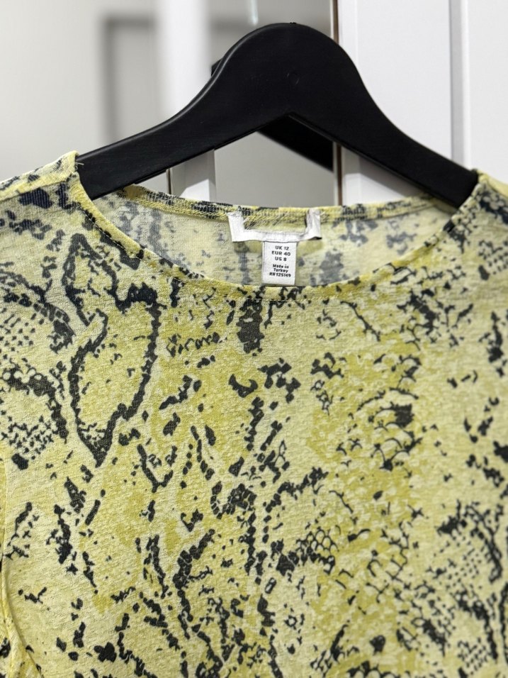 Kadın Sarı Yılan Desenli Uzun Kollu Bluz - Görsel 2