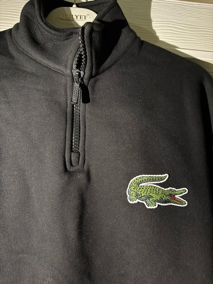 Lacoste Siyah Fermuarlı unisex  Sweatshirt - Görsel 3