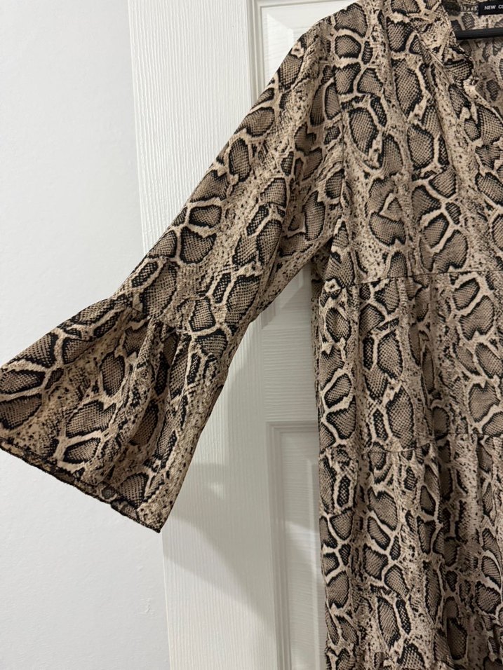 Yılan Desenli Bohem V Yaka Kadın elbise - Görsel 2