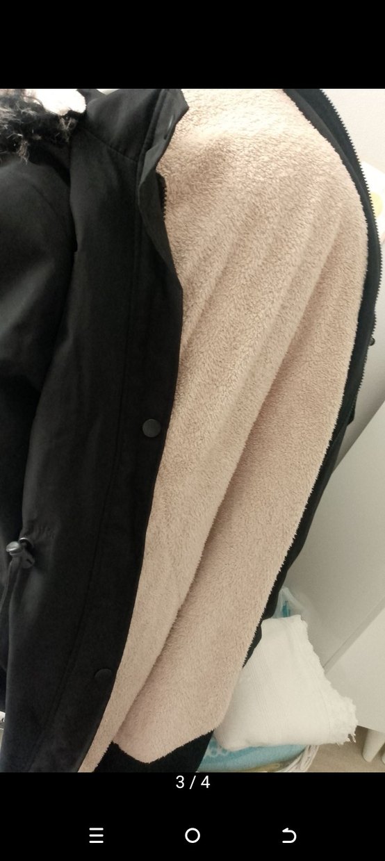 Kürklü Kapüşonlu Siyah Uzun Kadın Kaban - Görsel 3