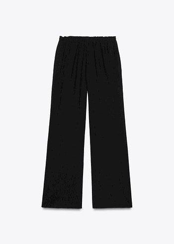 Zara Siyah Rahat Kesim Keten Kadın Pantolon