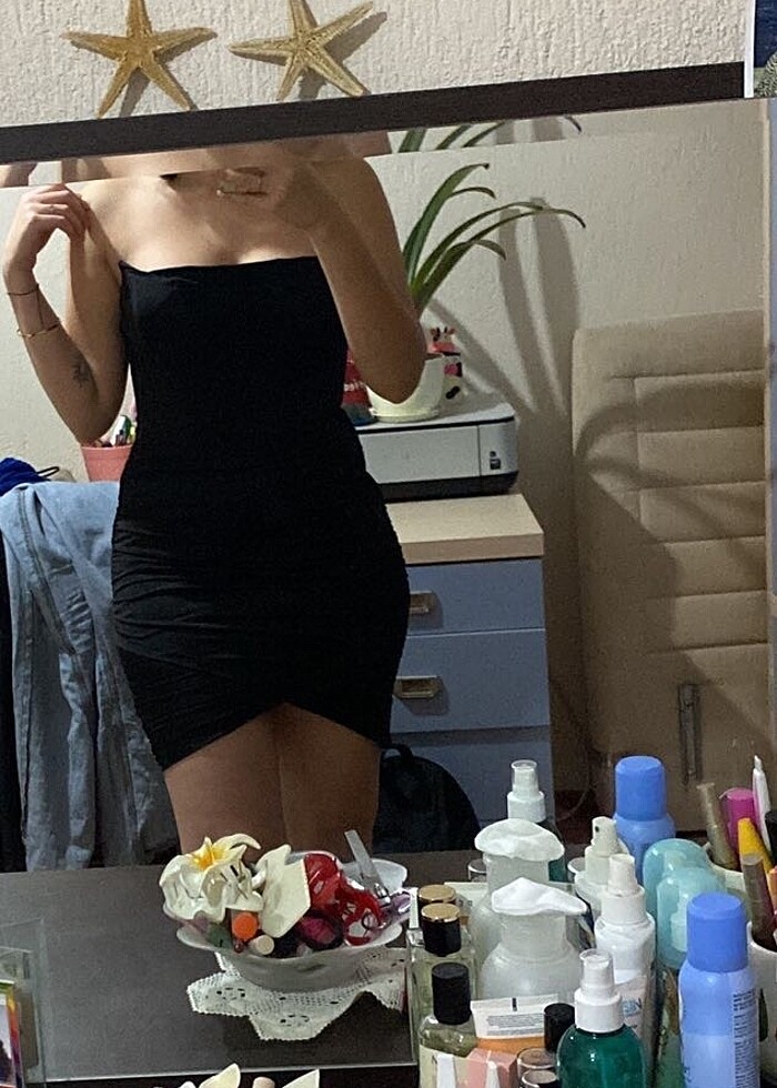 Siyah mini elbise - Görsel 2