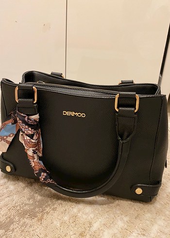 DERIMOD Siyah Deri Tokalı Kadın Çanta - Görsel 3