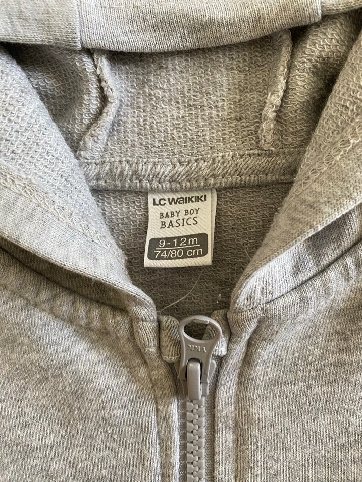 Gri Kapüşonlu Fermuarlı Erkek Çocuk Sweatshirt - Görsel 2