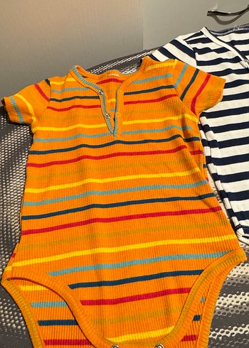 Lilabio marka Çizgili Bebek Kız V Yaka Kısa Kollu Body - Görsel 2