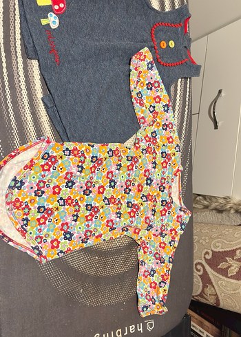 Çiçek Desenli Uzun Kollu Bebek Body ve elbise
