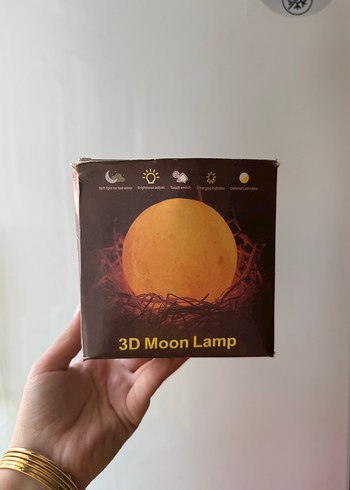  Beden turuncu Renk 3D Moon Lamp Işıklı ve Standlı