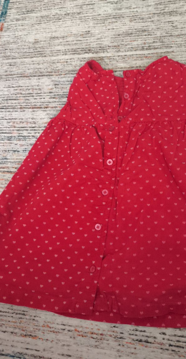 Kız Çocuk Kolsuz Kırmızı Fırfırlı Elbise - Görsel 3