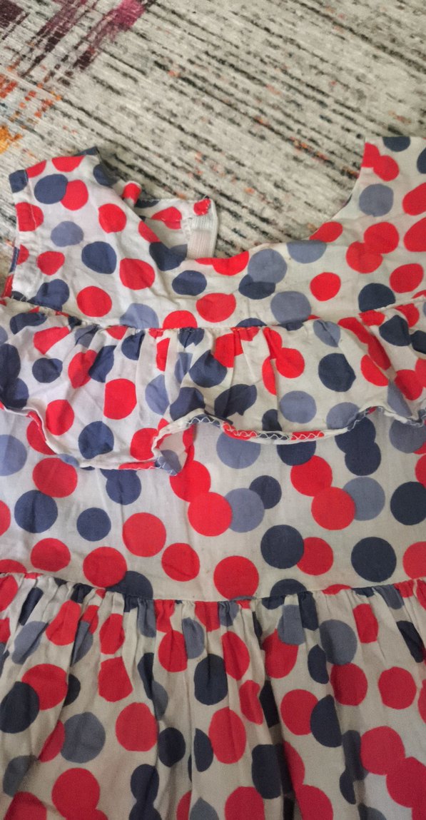 Kız Çocuk Renkli Puantiyeli Volanlı Elbise - Görsel 2