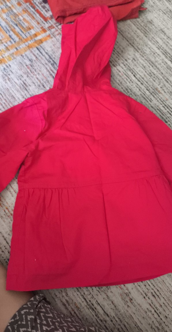 Kız Çocuk Pembe Kapüşonlu Düğmeli trençkot - Görsel 5