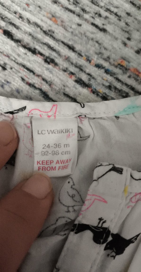 Kız Çocuk Gri Kuş Desenli V Yaka Gömlek - Görsel 2