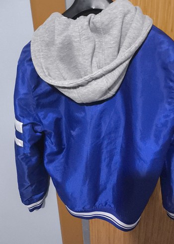 Mavi Kapüşonlu Erkek  baharlık mont - Görsel 5