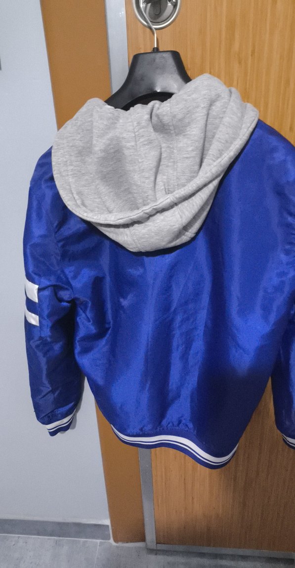 Mavi Kapüşonlu Erkek  baharlık mont - Görsel 5