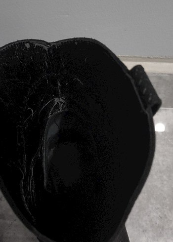 Siyah Deri Yılan Desenli Tokalı Bot - Görsel 6