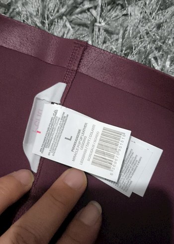 Bordo deri Kadın Tayt - Görsel 3