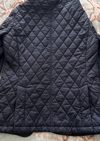 Sarar Düğmeli Lacivert Kahverengi Deri Detaylı Kısa Mont - Görsel 5