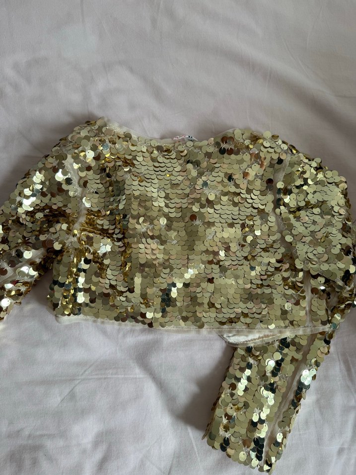 Kızlar için Altın Renk Payetli Bolero - Görsel 2