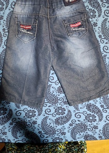 Mavi Nakışlı Erkek Kot Şort - Görsel 3