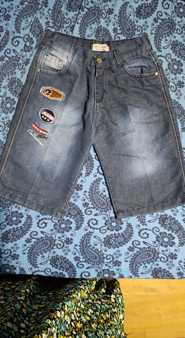 Mavi Nakışlı Erkek Kot Şort - Görsel 2