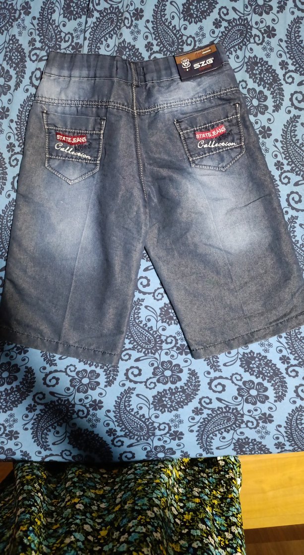 Mavi Nakışlı Erkek Kot Şort - Görsel 3