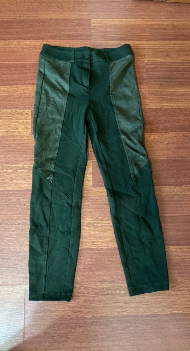 Kemer Detaylı Koyu Yeşil Süet Kadın Pantolon - Görsel 2