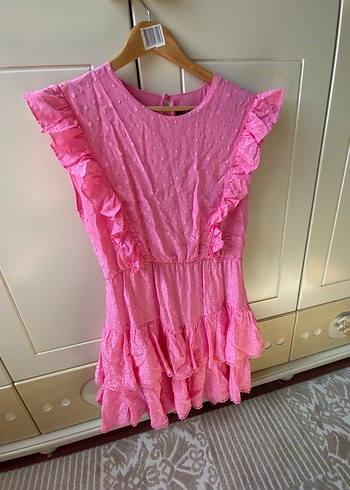 Pembe Parlak Fırfırlı Uzun Elbise network - Görsel 7