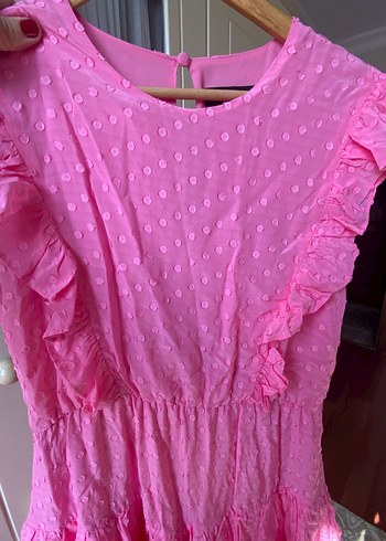 Pembe Parlak Fırfırlı Uzun Elbise network - Görsel 6