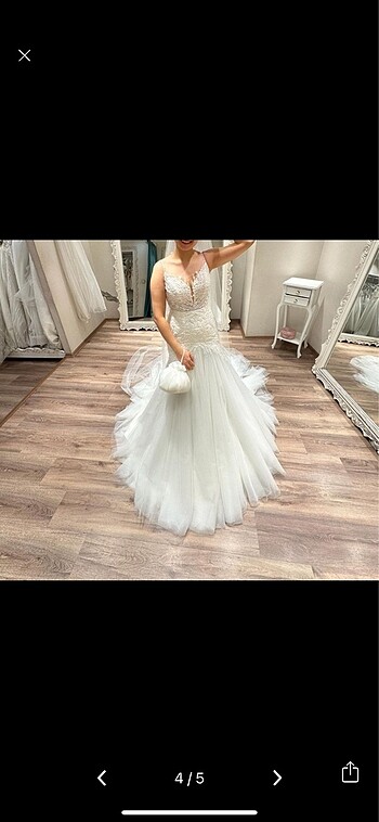 36 Beden beyaz Renk Narin moda balık gelinlik