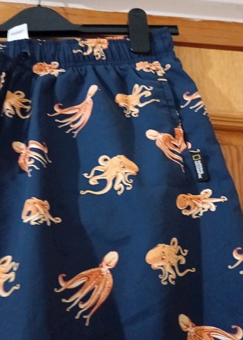 Lacivert Mini Baskılı Düğmeli Erkek Mayo Şortu - Görsel 3