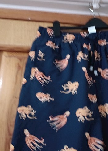 Lacivert Mini Baskılı Düğmeli Erkek Mayo Şortu - Görsel 2