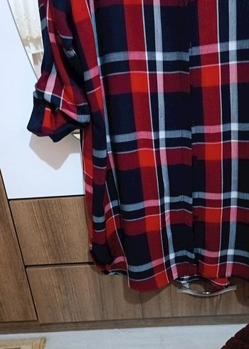 Batik Kırmızı Ekose Desenli Kadın Gömlek tunik