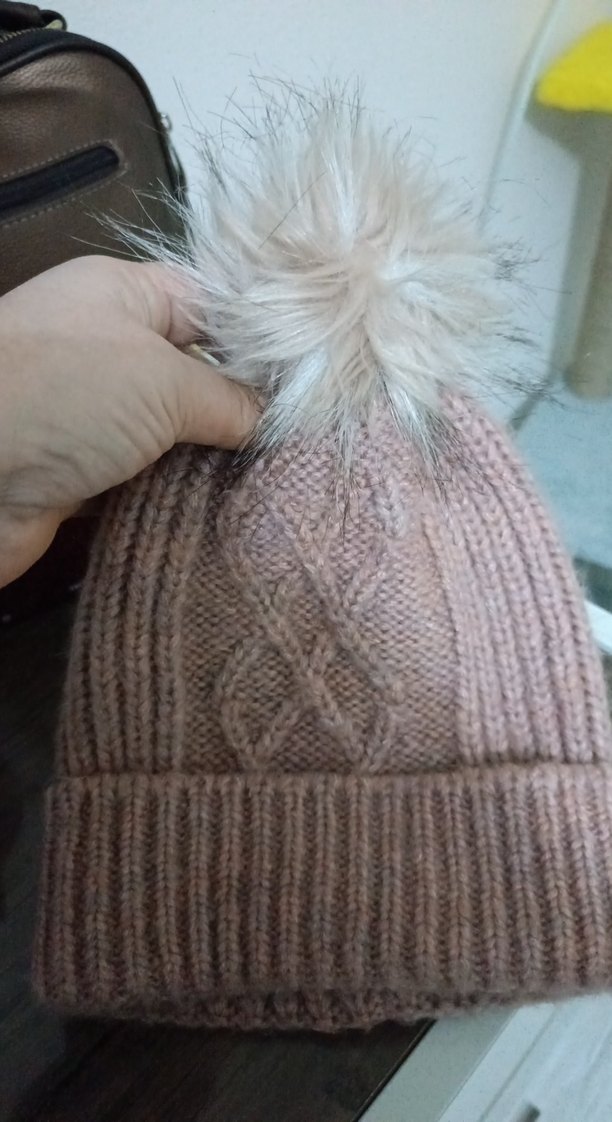 pudra renk Örgü Kadın Bere - Görsel 3