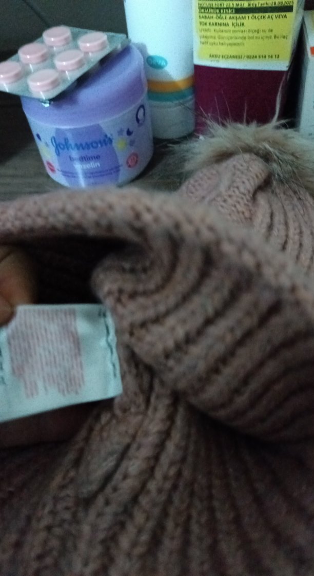 pudra renk Örgü Kadın Bere - Görsel 4