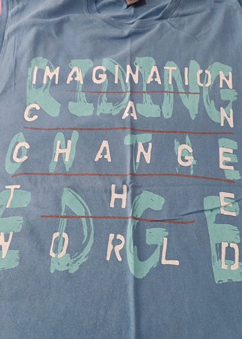 Mavi Baskılı erkek tişört - Görsel 2