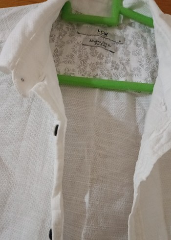 Düğmeli Beyaz Keten erkek Gömlek - Görsel 6