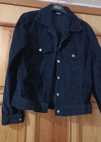 Kadın Lacivert Düğmeli Denim Ceket kadife