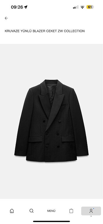 Zara kruvaze yünlü blazer ceket
