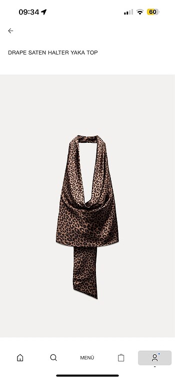 Zara drape saten halter yaka top