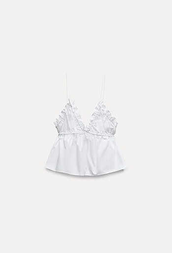 Zara bağcıklı poplin top