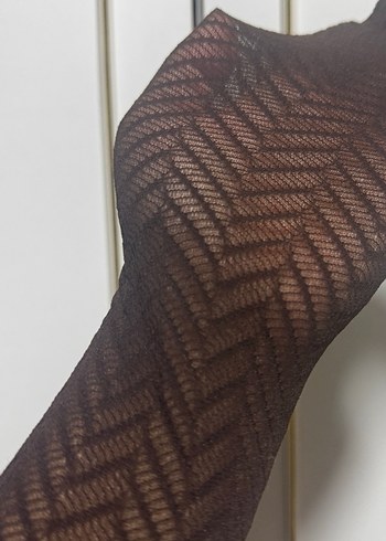 Dantelli çorap Desenli Kahverengi Külotlu Çorap - Görsel 3