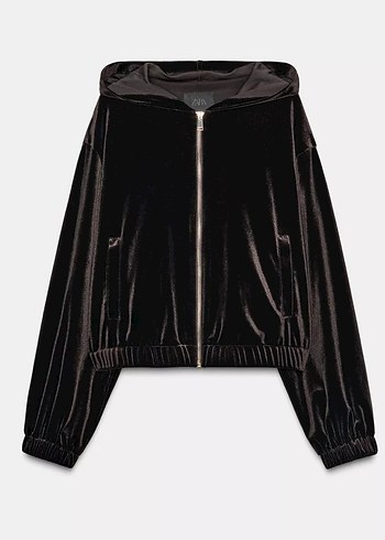 Zara kapşonlu kadife ceket - Görsel 2