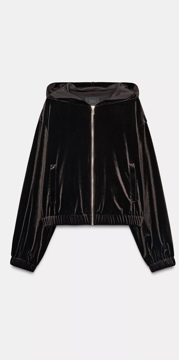 Zara kapşonlu kadife ceket - Görsel 2