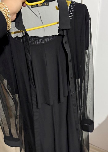 Püsküllü Siyah Gotik Uzun Elbise - Görsel 2