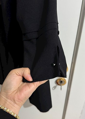 Kadın Siyah Regular Fit Keten Blazer - Görsel 2