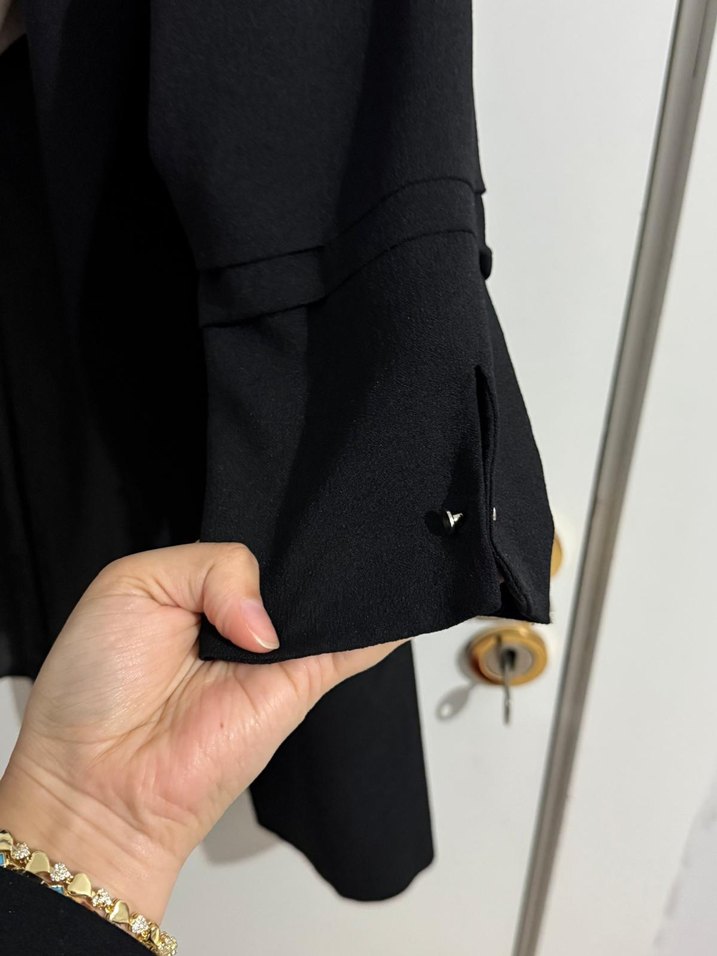 Kadın Siyah Regular Fit Keten Blazer - Görsel 2