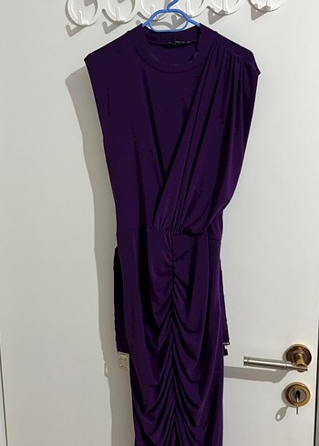 Mor Drapeli Uzun Kadın Elbise - Görsel 2